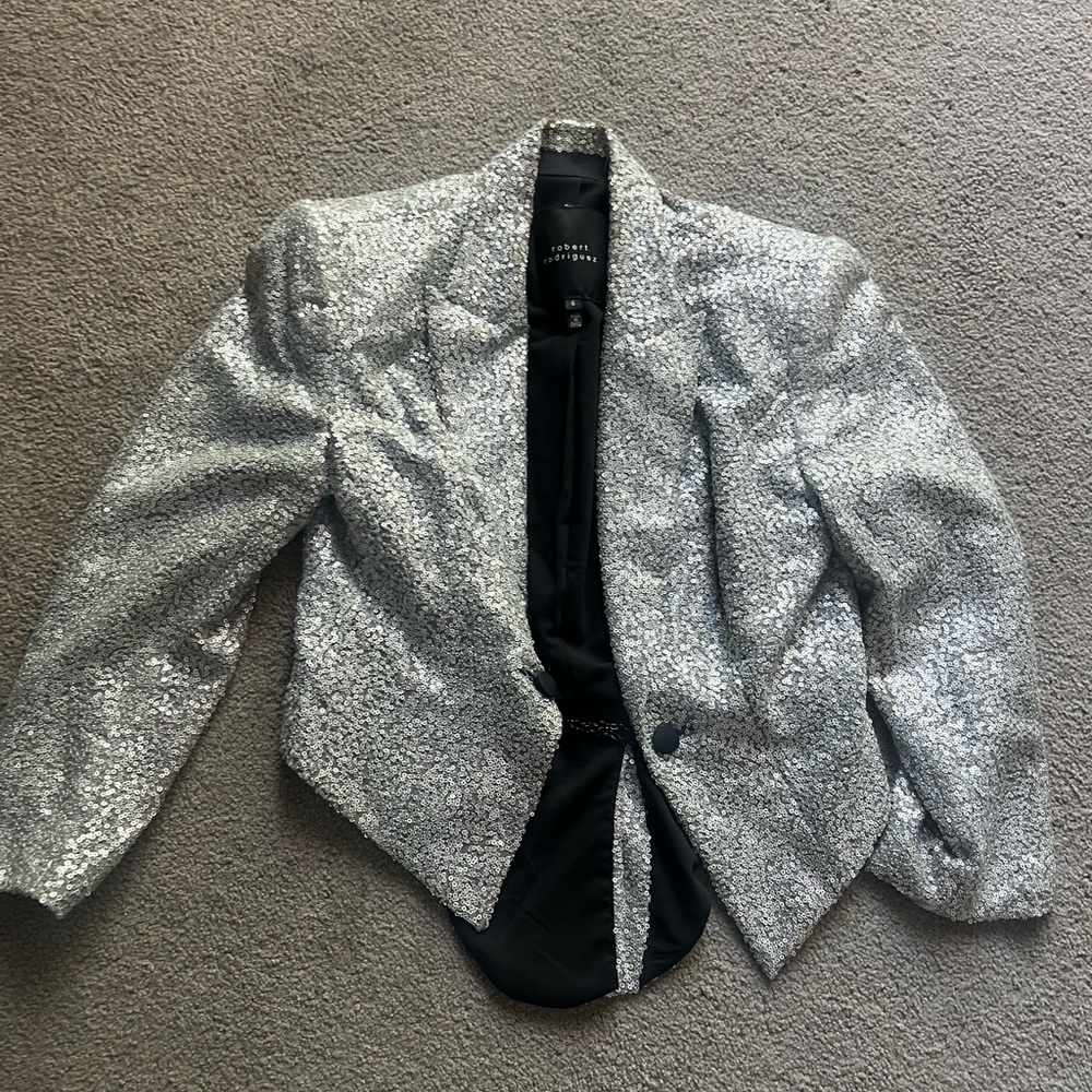 Robert Rodriguez Silver Metallic Blazer
